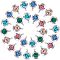 Trendy Original Color 304 Stainless Steel Grade A Rhinestone Flat Round Charm Pendants, Faceted, Stainless Steel Color, 9x6.5x4mm, Hole: 2mm, Mixed Color, 9x6.5x4mm, Hole: 2mm, 30pcs/box