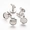 Brass Cufflinks, Cuff Button, with Tray, Platinum, 18x18mm, Tray: 16mm