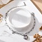 304 Stainless Steel Charm Bracelets, with Paperclip Chains and Clear Cubic Zirconia, Heart, Stainless Steel Color, 6-7/8 inch(17.5cm)