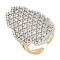 Owl Brass Micro Pave Clear Cubic Zirconia Open Cuff Ring for Women, Cadmium Free & Lead Free, Real 18K Gold Plated, 31.5mm, Adjustable