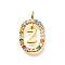 Brass Micro Pave Cubic Zirconia Pendants, Cadmium Free & Nickel Free & Lead Free, Real 18K Gold Plated, Oval with Letter Charms, Letter Z, 18.5x11x3.5mm, Hole: 2x1.5mm