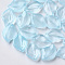 Transparent Spray Painted Glass Pendants, Leaf, Light Sky Blue, 16x11.5x3.5mm, Hole: 1.5mm