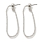 Rack Plating Brass Ear Wire, Cadmium Free & Lead Free, Long-Lasting Plated, with Silicone, Platinum, 38x4mm, Pin: 0.7mm