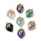 Natural Gemstone Pendants, with Brass Finding and Cubic Zirconia, Straberry Shape Charms, Wing, Cross, Faceted, 25.5x18x7.5mm, Hole: 1.6mm
