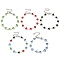 304 Stainless Steel & Glass Heart Link Chain Bracelets for Women, Stainless Steel Color, Mixed Color, 6-1/2 inch(16.5cm)