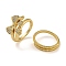 Bowknot Brass Micro Pave Clear Cubic Zirconia Double Rings, for Women, Cadmium Free & Lead Free, Real 18K Gold Plated, Inner Diameter: 19.2mm, Bowknot: 14.5x17mm, 2pcs/set