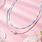 Glass Beaded Double Layer Necklaces, Natural Cultured Freshwater Pearl Potato Pendant Necklaces for Women, with 304 Stainless Steel Lobster Claw Clasps, Golden, Deep Sky Blue, 15.35 inch(39cm)