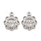 Mother's Day Brass Micro Pave Clear Cubic Zirconia Pendants, Cadmium Free & Nickel Free & Lead Free, Flower with Word MAMA, Platinum, 15x11.5x2mm, Hole: 1.2mm