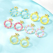Серьги-гвоздики из нержавеющей стали 304 с эмалью EJEW-K268-16G