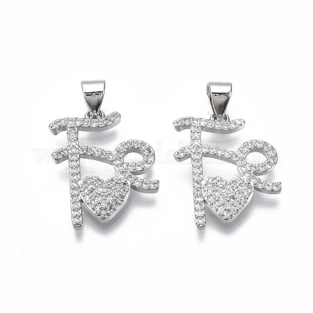 Латунные микропаве прозрачные подвески с фианитом KK-R133-051P-NF-1
