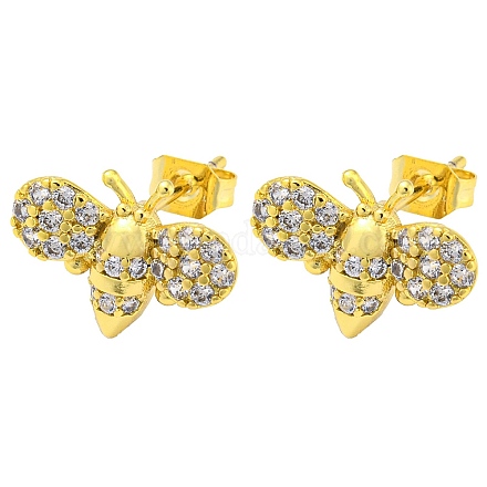 Серьги-гвоздики из латуни с микропаве и цирконием EJEW-D103-01D-G-1