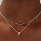 Brass Double Layer Small Letter Pendant Necklaces for Women, Platinum, Letter Y, 15.75 inch(40cm)