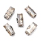 Rectangle Sew on Rhinestone, Multi-strand Links, Glass Rhinestone, with Stainless Steel Prong Settings, Garments Accessories, Faceted, PeachPuff, 7.5x3.5x3.5mm, Hole: 1mm
