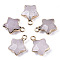 Natural Quartz Crystal Pendants, Rock Crystal Pendants, with Light Gold Plated Edge and Brass Loop, Star, Faceted, 16~17x13x6.5mm, Hole: 1.6mm