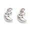 Brass Micro Pave Cubic Zirconia Pendants, Cadmium Free & Nickel Free & Lead Free, Platinum, Moon, with Jump Ring, Clear, 9.5x6.5x4mm, Hole: 2.4mm