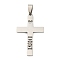 Non-Tarnish Father's Day 201 Stainless Steel Pendants, Cross with Word Dad Charms, Stainless Steel Color, 41.5x25x1.5mm, Hole: 9x4.5mm