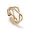 Ion Plating(IP) 304 Stainless Steel Cuff Rings, Hollow Out Infinity Element Wide Band Ring for Women, Real 14K Gold Plated, 3.7~11.5mm, Inner Diameter: 16.5mm