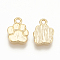Brass Charms, Dog Paw Prints, Nickel Free, Real 18K Gold Plated, 9x6.5x1mm, Hole: 1mm