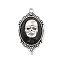 Gothic Style Oval with Skull Alloy Resin Pendants, Antique Silver, Black, 42.5x23.5x11mm, Hole: 2.5mm