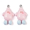 Resin Pendants, with Platinum Iron Loops, Pink, 32x19x8mm, Hole: 2mm