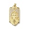 Brass Micro Pave Cubic Zirconia Pendants, Rectangle & Saint Charms, Rack Plating, Long-Lasting Plated, Lead Free & Cadmium Free, Real 18K Gold Plated, 36x18x2.5mm, Hole: 3.5x4mm
