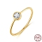925 Sterling Silver Thin Finger Rings, Cubic Zirconia Birthstone Ring for Women, with S925 Stamp, Real 14K Gold Plated, 1~4.5mm, US Size 6(16.5mm)
