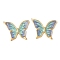 304 Stainless Steel Enamel Pendants, Butterfly Charm, Real 18K Gold Plated, Ion Plating(IP), Medium Aquamarine, 33x24x3mm, Hole: 1.5mm