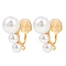 Brass Ear Cuff Findings, with ABS Imitation Pearls and Loops, Long-Lasting Plated, Nickel Free, Real 18K Gold Plated, 22.5x10x19mm, Hole: 1.5mm