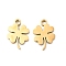 201 Stainless Steel Pendants, Laser Cut, Clover Charm, Golden, 13x9x1mm, Hole: 1.4mm