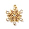 Rack Plating Brass Micro Pave Cubic Zirconia Pendants, Cadmium Free & Lead Free, Real 18K Gold Plated, Snowflake, Clear, 26x21.5x3.5mm, Hole: 3.4mm