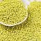 8/0 Baking Paint Glass Seed Beads, Round Hole, Teardrop, Yellow, 3x2mm, Hole: 1mm, about 416pcs/10g