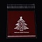 Rectangle OPP Cellophane Bags, with Christmas Tree Pattern, Dark Red, 14x9.9cm, Unilateral Thickness: 0.035mm, Inner Measure: 11x9.9cm, about 95~100pcs/bag
