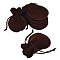 20Pcs Velvet Bags, Calabash Shape Drawstring Jewelry Pouches, Coconut Brown, 9x7cm