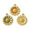 304 Stainless Steel Enamel Pendants, Flower Charm, Ion Plating(IP), Real 18K Gold Plated, Mixed Color, 21x17.5x4mm, Hole: 1.6mm