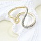 Brass Micro Pave Clear Cubic Zirconia Cuff Rings for Women, Cadmium Free & Lead Free, Platinum & Golden, Inner Diameter: 19mm