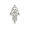 201 Stainless Steel Religion Laser Cut Connector Charms, Hollow Hamsa Hand Links, Stainless Steel Color, 21.5x11.5x1mm, Hole: 1.4mm