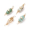 Natural & Synthetic Gemstone Double Terminal Pointed Connector Charms, with Light Gold Tone Copper Wire Wrapped & Alloy Star Beads, Faceted Bullet, 32~35x10~11x12~13mm, Hole: 3~3.7mm
