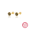 Real 18K Gold Plated 925 Sterling Silver Flower Stud Earrings, with Cubic Zirconia, Black, 5mm