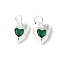 Brass Micro Pave Cubic Zirconia Pendants, Heart Charms, Rack Plating, Lasting Plated, Cadmium Free & Lead Free, with Jump Ring, Green, 12.5x10.5x3.5mm, Hole: 4.5mm