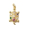 Rack Plating Brass Micro Pave Cubic Zirconia Pendants, Long-Lasting Plated, Lead Free & Cadmium Free, Tortoise Charms, with Jump Ring, Real 18K Gold Plated, 21.5x12x4mm, Hole: 3mm