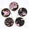Natural Rhodonite Pendants, with Brass Findings, Flat Round, Golden, 35~36x31~32x3mm, Hole: 2mm