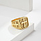 Square with Cross Pattern 304 Stainless Steel Finger Rings for Men, Golden, US Size 9(18.9mm)