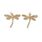 Brass Micro Pave Clear Cubic Zirconia Pendants, with Jump Ring, Cadmium Free & Nickel Free & Lead Free, Rack Plating, Dragonfly, Real 18K Gold Plated, 26x27x2.5mm, Hole: 3mm