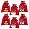 6Pcs 3 Styles Christmas Theme Linen Packing Pouches, with Polyester Cord, Drawstring Bags, for Candy Wrapper Gift Supplies, Red, 18.4x14.1x0.1~0.9cm, 2pcs/style