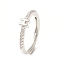 Clear Cubic Zirconia Initial Letter Adjustable Ring, Platinum Brass Jewelry for Women, Cadmium Free & Lead Free, Letter.H, Inner Diameter: 18mm