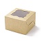 Cardboard Box, with PET Square Visual Window, Sqaure, BurlyWood, Finished Product: 10.1x10.1x6.5cm; Unfold: 36x23x0.05cm