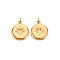 Ion Plating(IP) 304 Stainless Steel Pendant Enamel Settings, with Jump Rings, Flat Round, Real 14K Gold Plated, 19x15x3mm, Jump Ring: 5x1mm, 3mm inner diameter