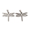 Non-Tarnish 201 Stainless Steel Pendants, Dragonfly Charm, Stainless Steel Color, 23.5x30x1.5mm, Hole: 6.5x3mm
