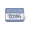 Rectangle with Word Aolly Brooch, Hello I'm Trying Word Badge for Backpack Clothes, Cornflower Blue, 21.5x30x1.8mm, Pin: 1.2mm