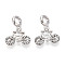 Alloy Crystal Rhinestone European Dangle Charms, Bicycle Large Hole Pendants, Platinum, 23.5mm, Hole: 4.5mm